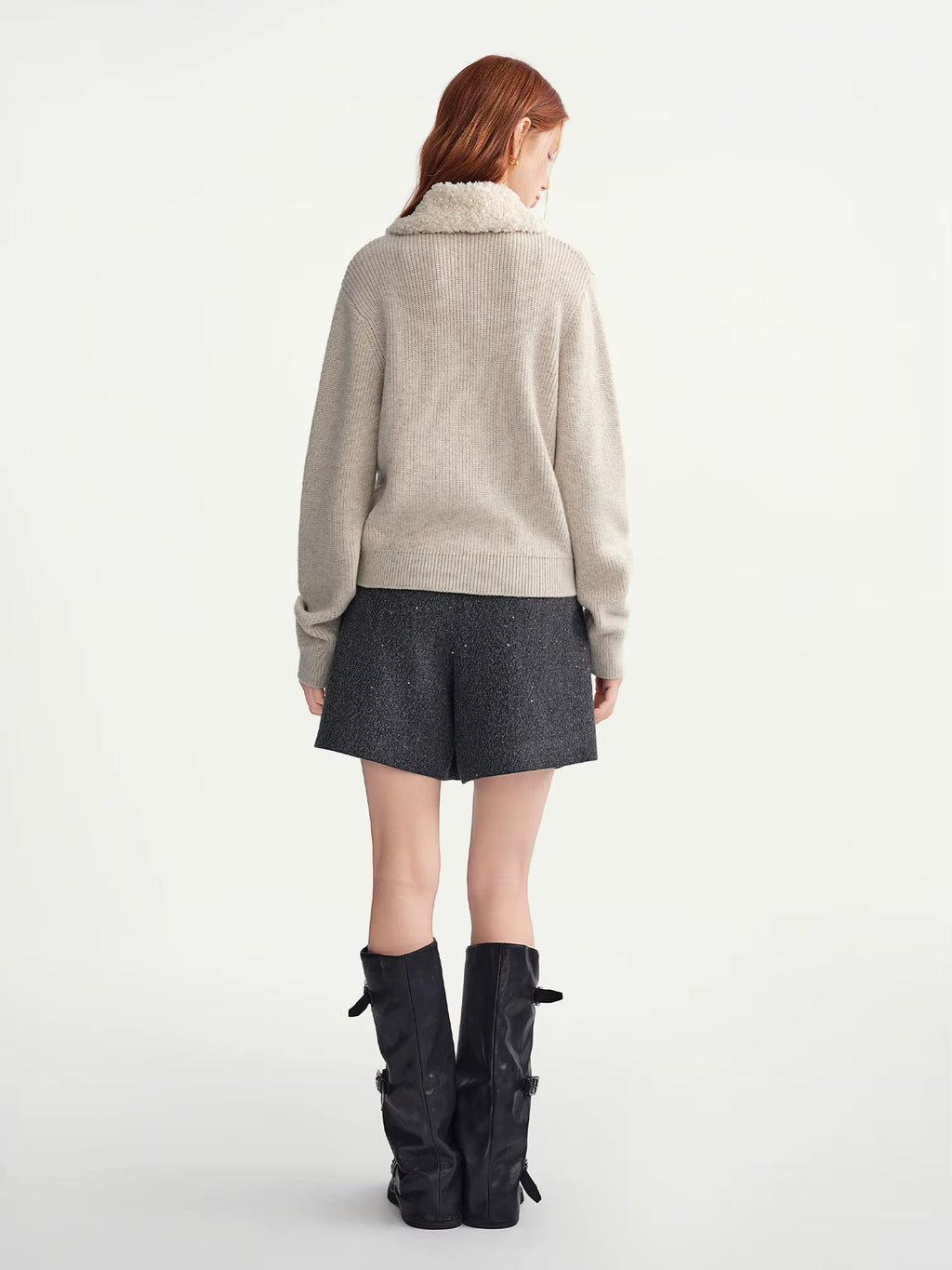 2025 Winter Women's Plush Lapel Cardigan - Curvy Fit Slimming Knit Open Front Sweater for Autumn and Winter Outfits