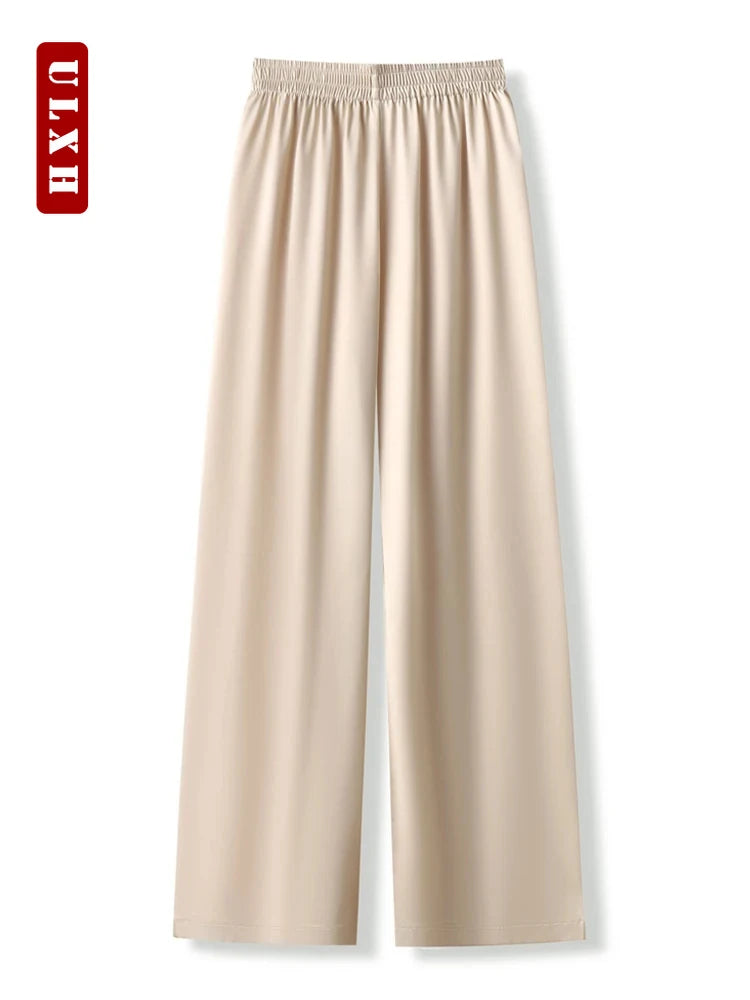 Korean Style Fashion Satin Wide Leg Pants Y2k Long Floor Casual Pants Women's 2024 New Spring Summer Baggy Versatile Pants