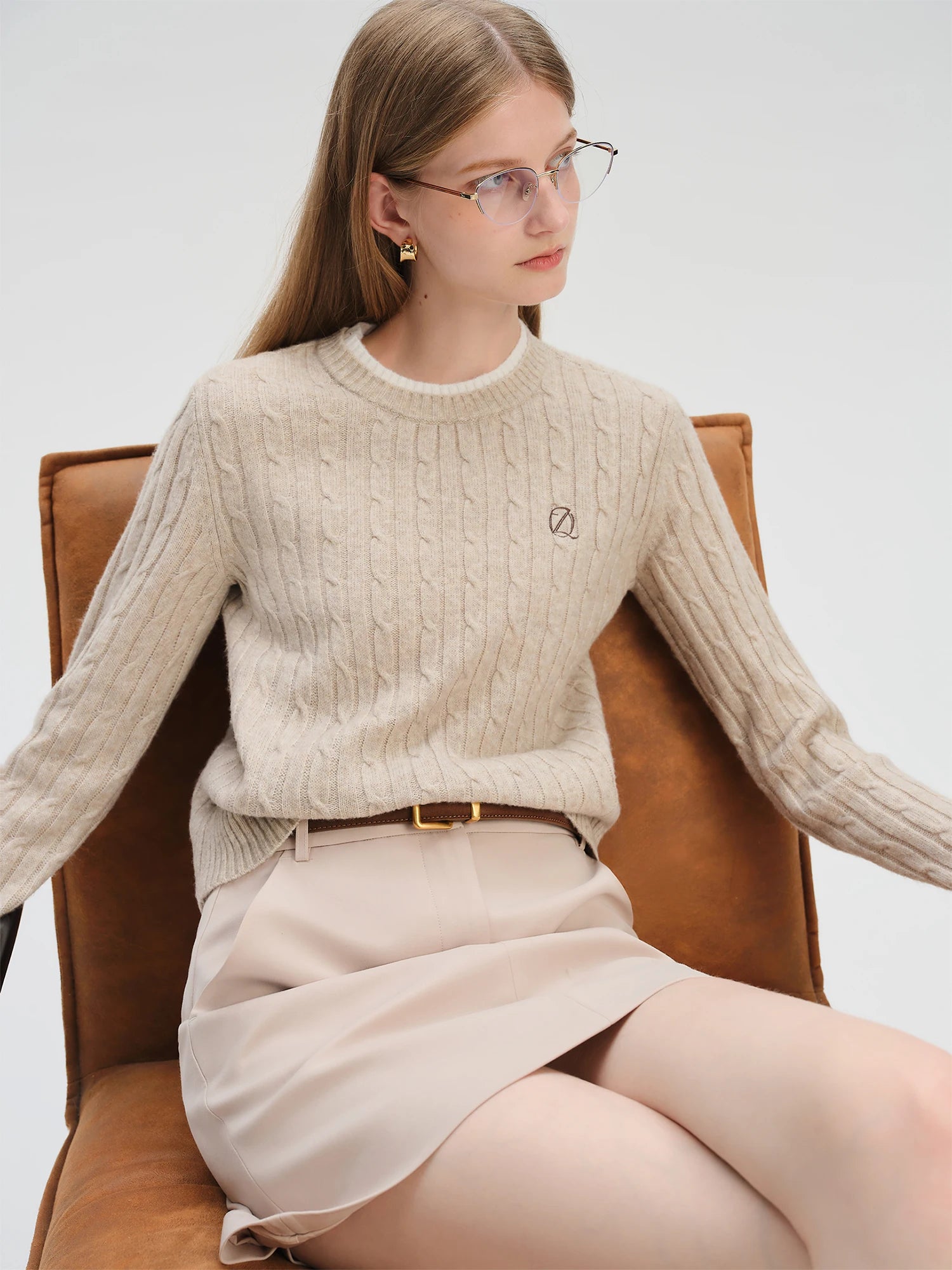 ZIQIAO-Petite Women's Mock Two-Piece Round Neck Jacquard Wool Knit Sweater Korean-Style Pullover Fall 2025 New Arrival Pullovers
