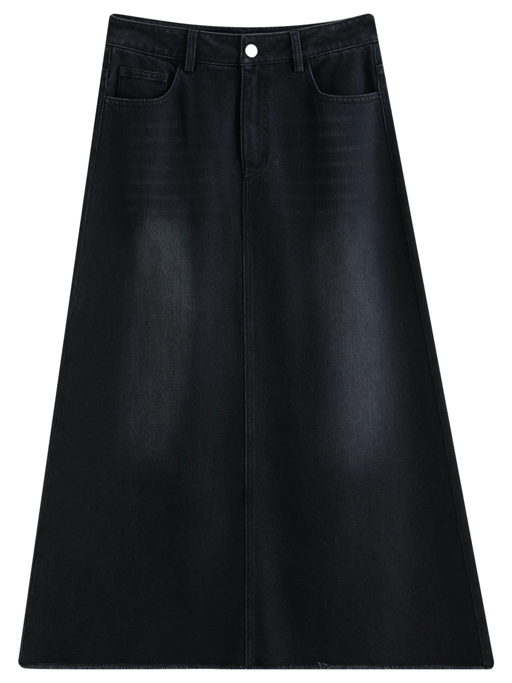 DUSHU Plus Size Women's Black Denim Skirt High Waist Slimming Long Midi Skirt 2025 Autumn Winter New Classic Stretch Casual Wear