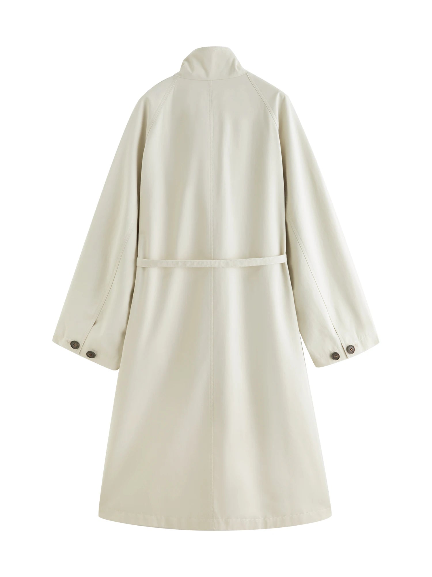 ZIQIAO Korean Style Stand Collar Short Trench Jacket for Women 2025 Autumn New Arrival Casual Chic Long Coat