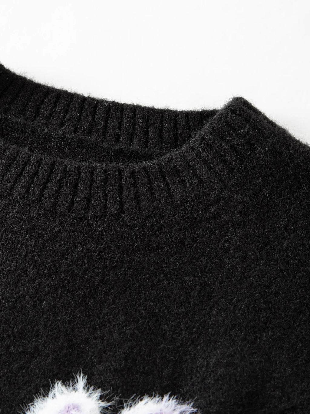 Winter 2025 Women's Floral Jacquard Knit Sweater - French Style Round Neck Pullover Warm Cozy Versatile Top