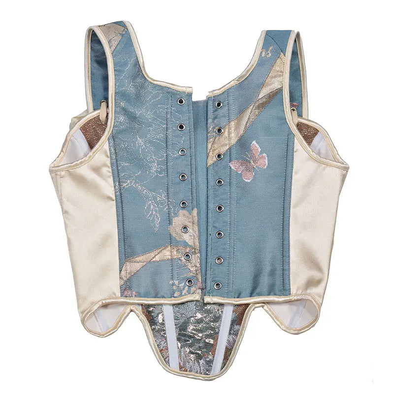 Vintage Oil Painting Print Corset Sexy Bustier Women Waist Trainer Low Cut Tie Up Ruffle Camisole Tanks Crop Top Bandage Girdle