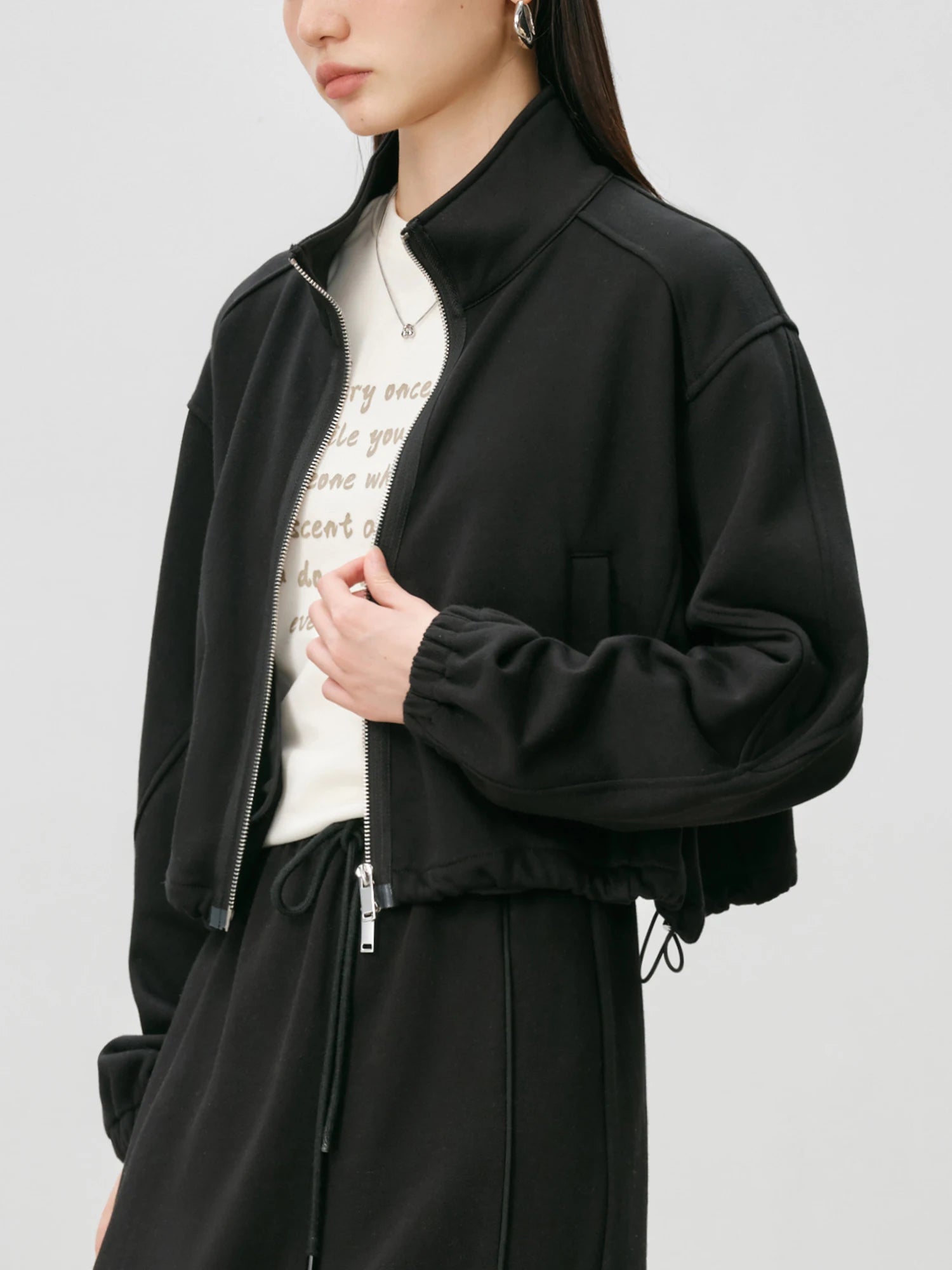 ZIQIAO Petite Size Casual Hoodie Jacket, Half Skirt Set Women's 2024 Autumn/winter New Item Casual Loose 24ZQ93236+24ZQ93235