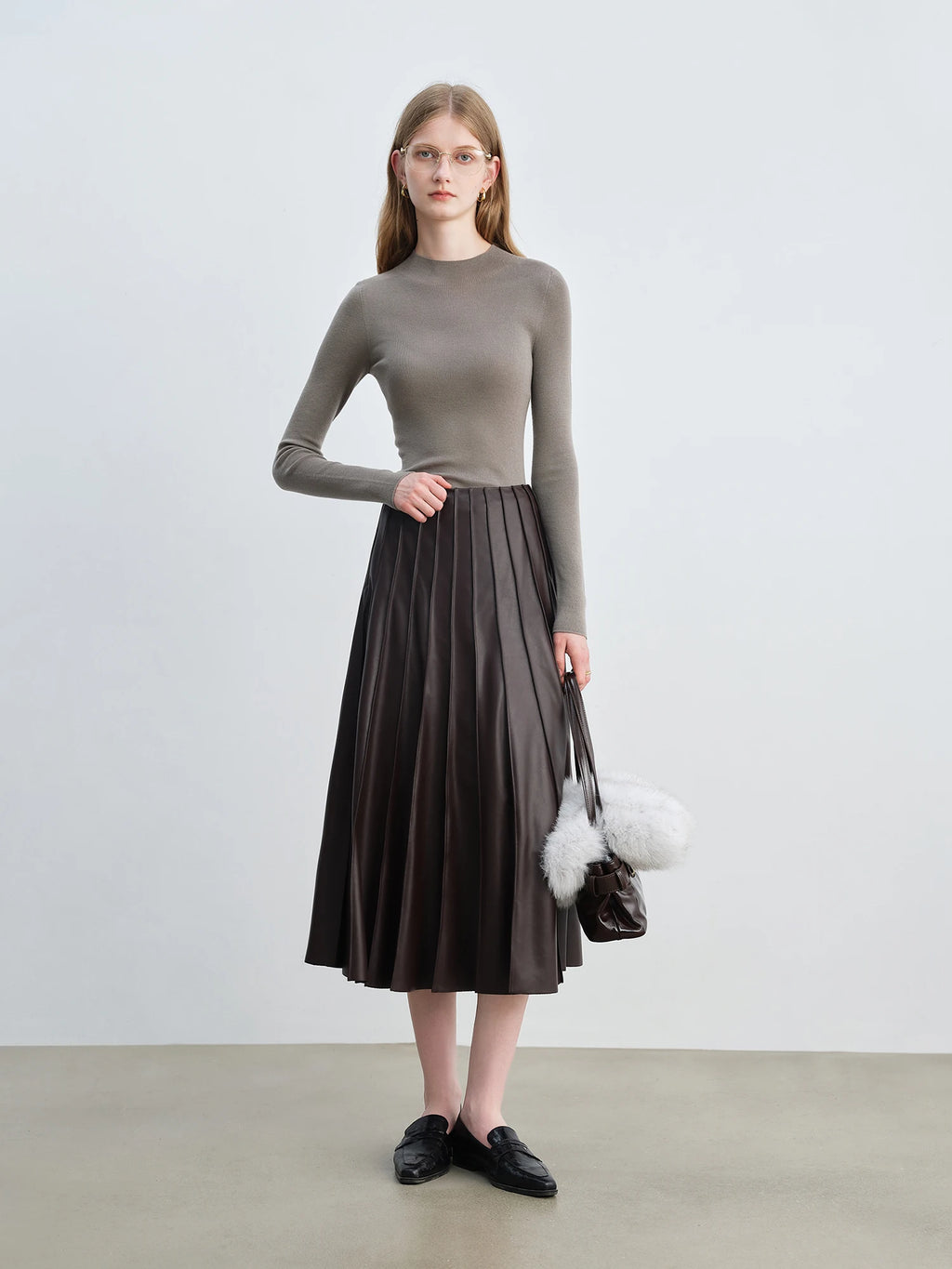 ZIQIAO Wool Sweater for Women Autumn and Winter New 18 Needle Nude Seamless Knitted Bottoming T-shirt