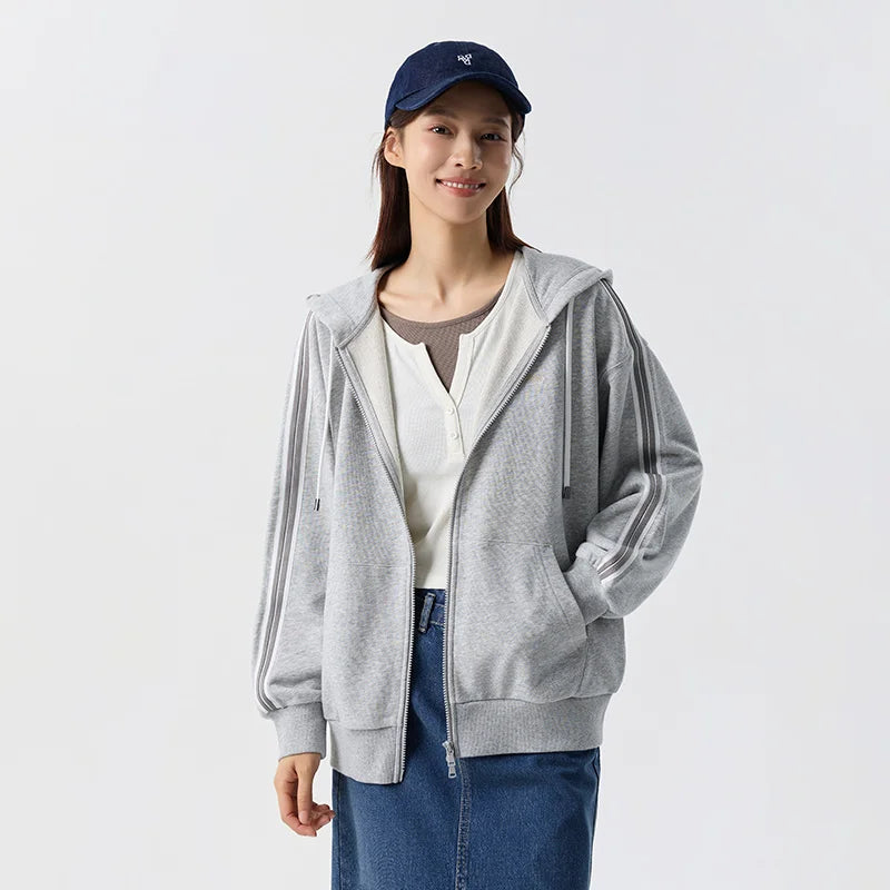 Semir 2024 Jacket Women Loose Top Casual Sports Style Spring New Embroidered Hooded Jacket Simple Coats