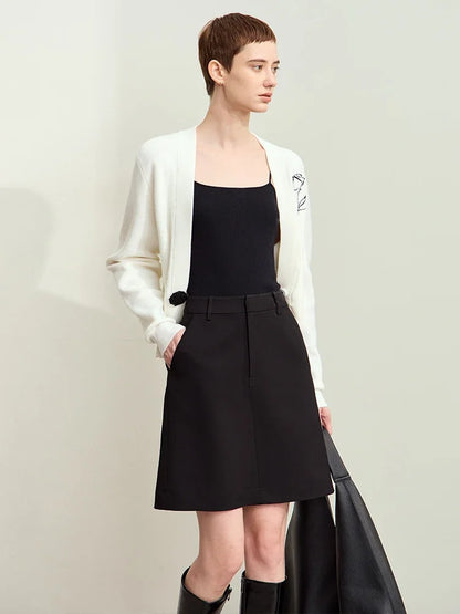 Amii Minimalism Half Skirt for Women 2024 Autumn New Old Money A-line Retro Basic Blazer Mini Trendy Elegant Lady Skirt 12413017