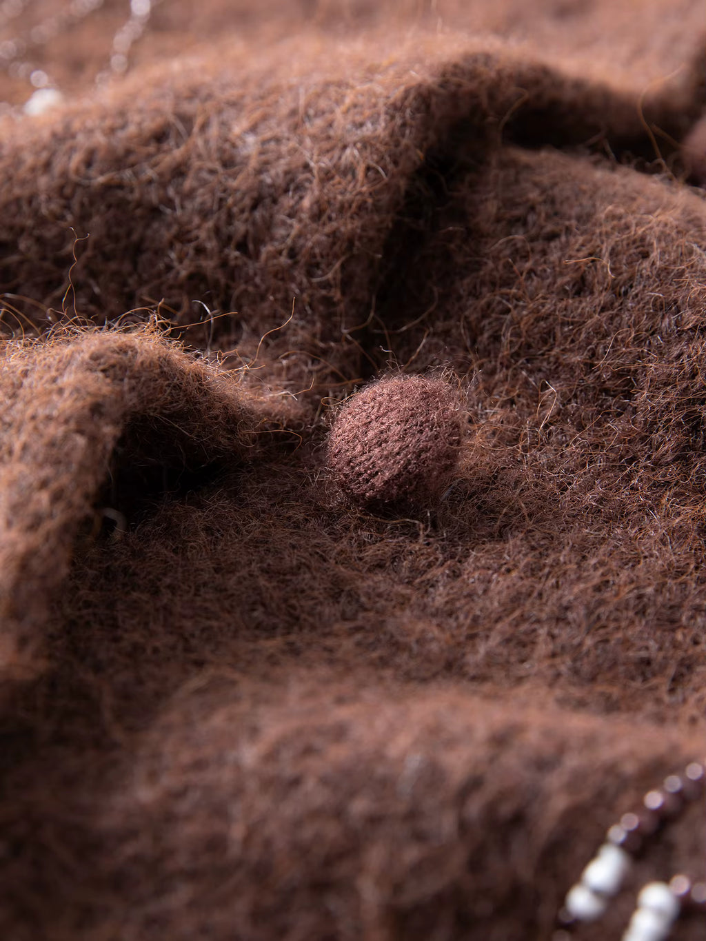 【Premium Series】2025 Winter Women Vintage Beaded Round Neck Knit Cardigan Retro Rhinestone Sweater Elegant Pearl Blouse