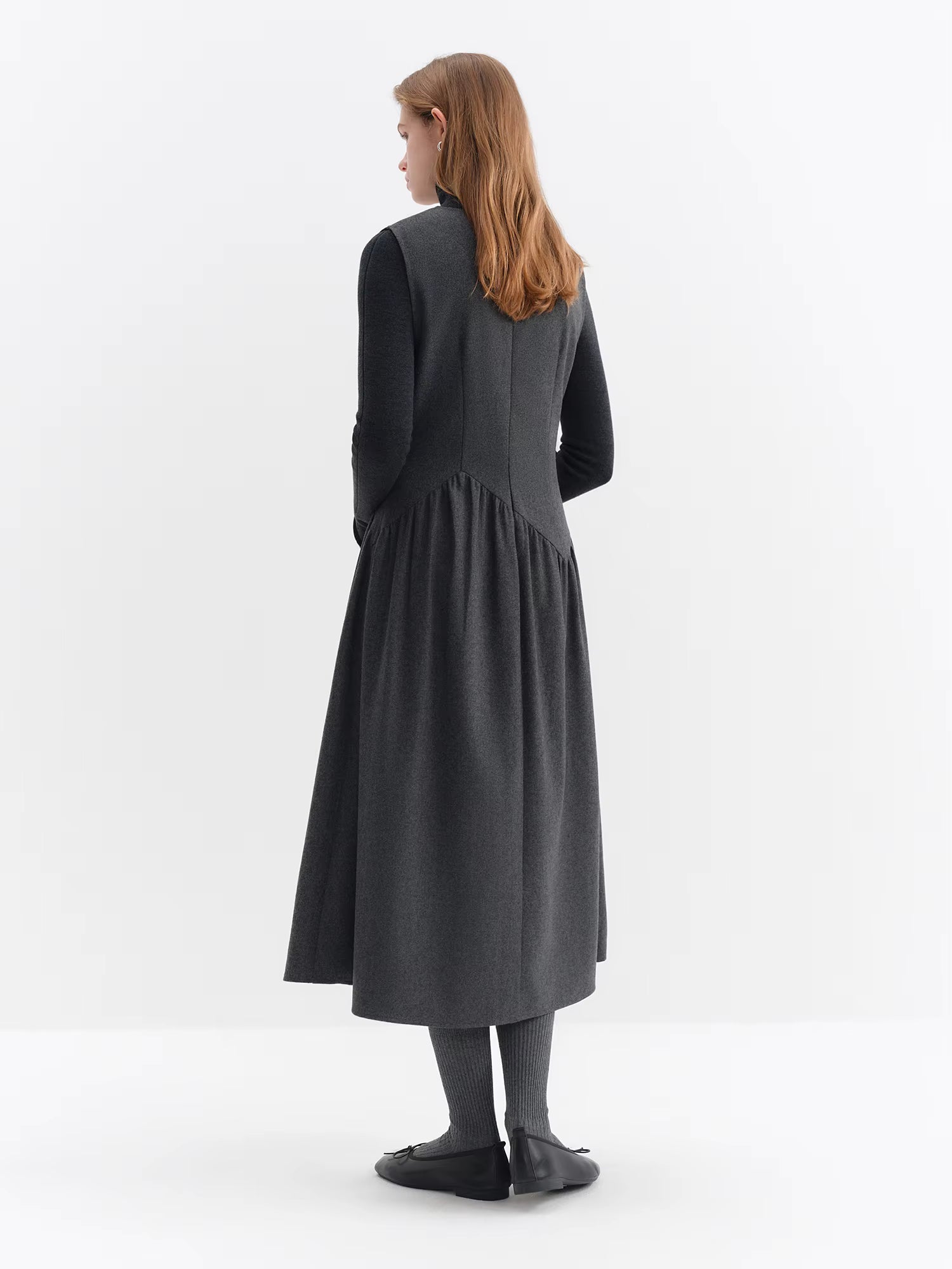 Gray Wool Sleeveless Dress Women's Winter 2025 New A-line Skirt Vest Long Dresses Unisex Ins French Style Elegant