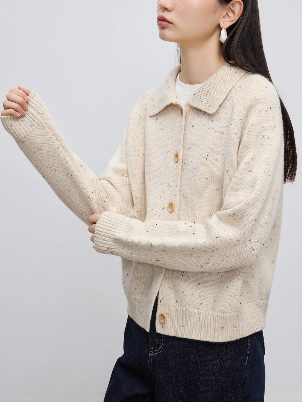 ZIQIAO Petite Size French Retro Red Cardigan Sweater for Women in Early Autumn Winter 2024 New Style of Lapel Knit Sweater Top