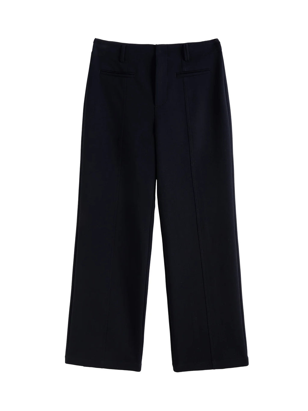 DUSHU Women Black Suit Trouser Winter Thick Straight Full Length Slightly Strech Solid Pants Office Lady Long Trouser 24DS84344