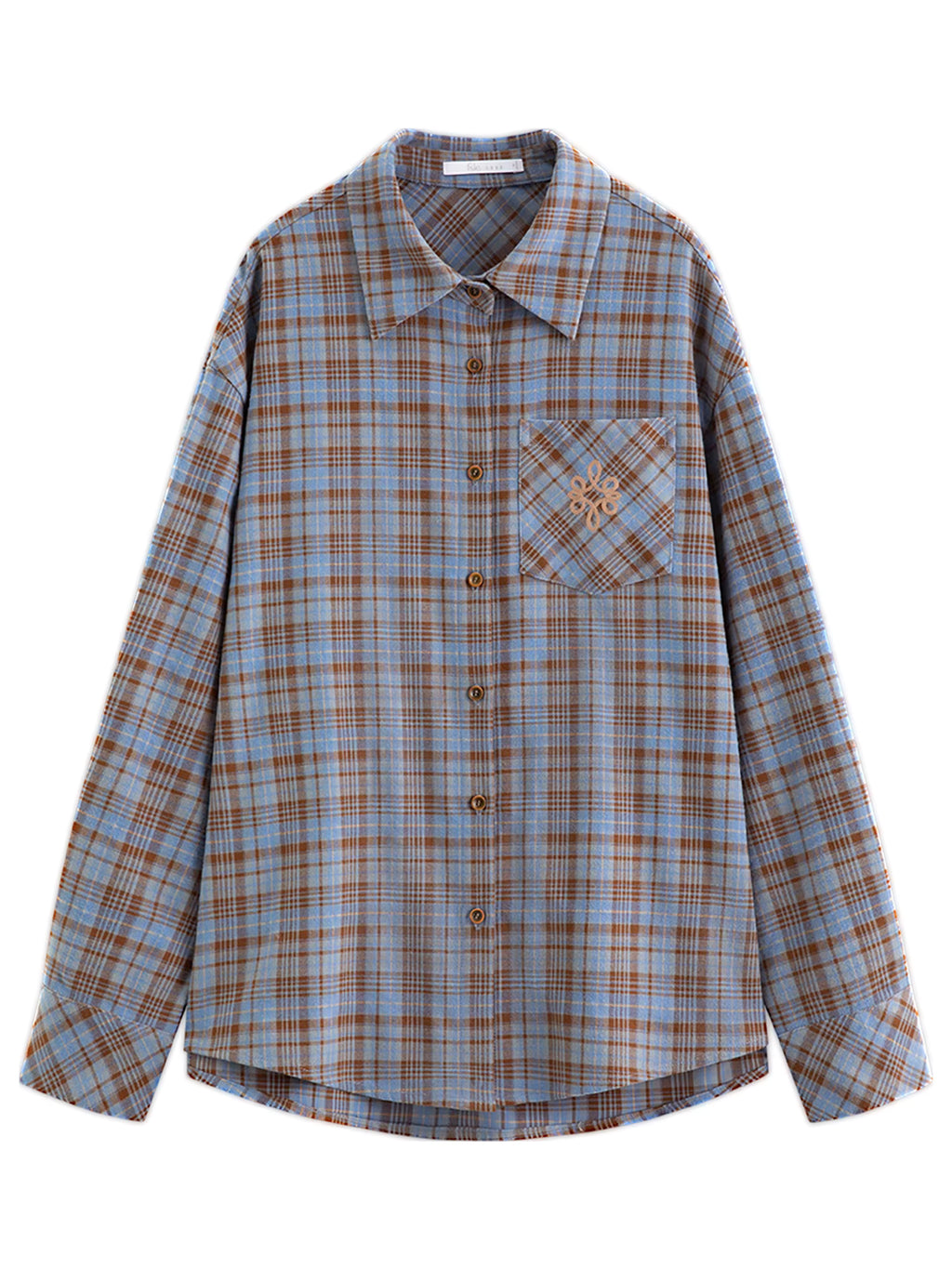 Brushed Plaid Shirt Women's Winter 2025 New Long Sleeve Plaid Retro Embroidery Shirt Classic Leisure Loose Tops