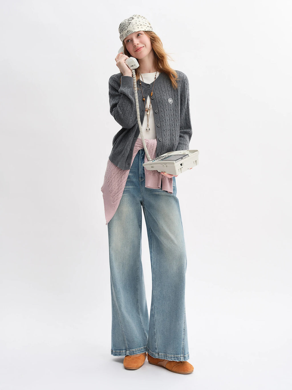 DUSHU 2025 Women's Cable Knit Cardigan - Cloud Knit Multi-Color Boho Chic Lightweight Office Casual Fall Layering Staple