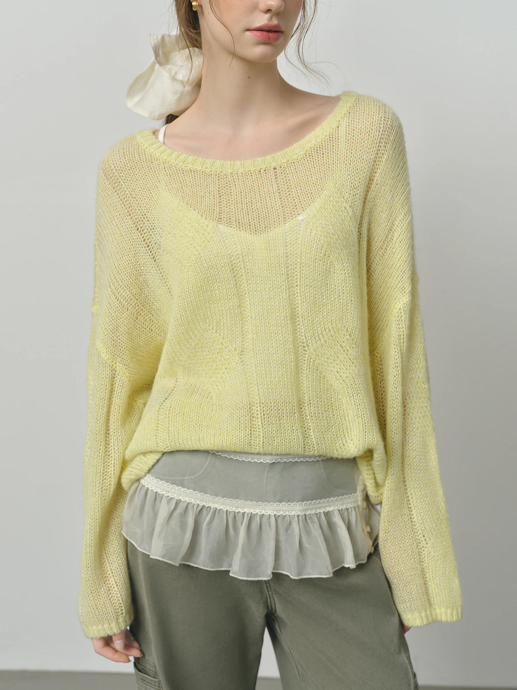 FSLE Alpaca French Lazy Cable Knit Sweater 2025 Autumn New Loose Pullover Sweater