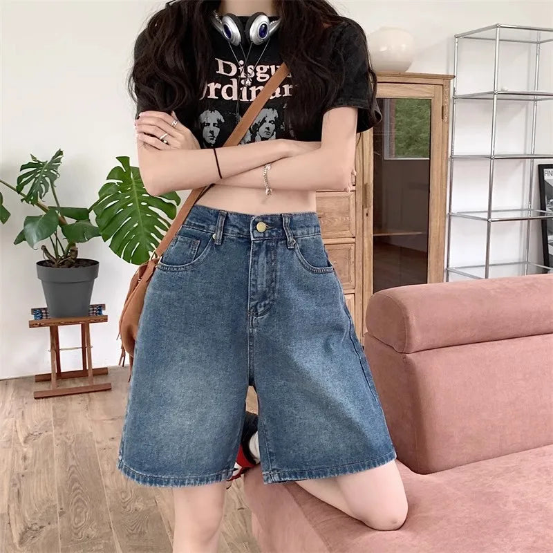 Summer Denim Shorts For Women Jean Short Femme High Waist Korean Style Womans Clothing