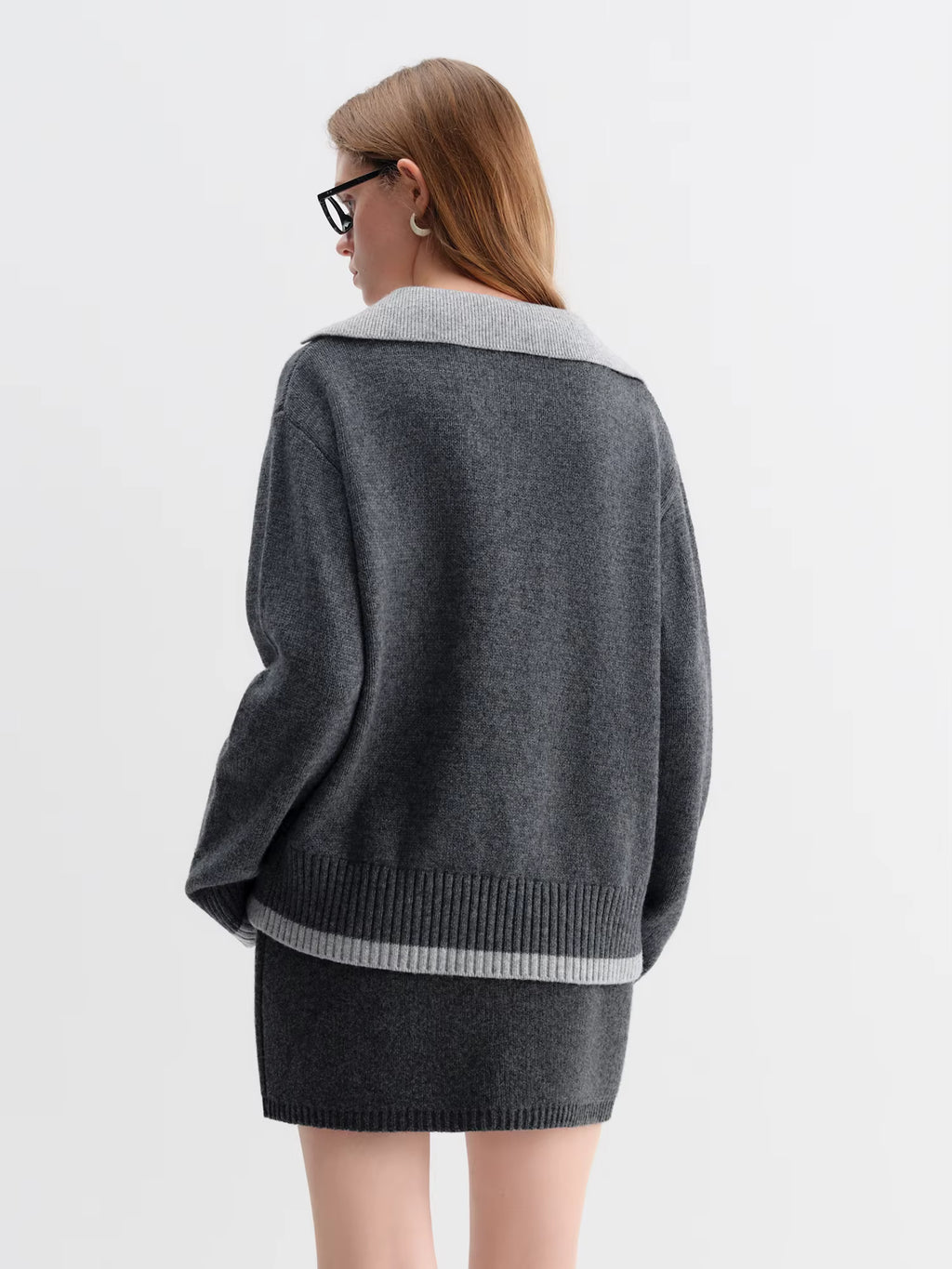 Fake Two-piece Design Pullovers Female Contrast Color Lapel Loose Casual Sweater for Women Winter 2025 New Style