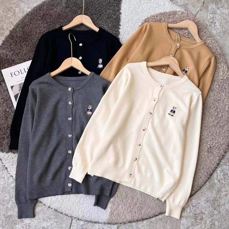 New Autumn Winter Cashmere cardigan Women O-neck Little Bear Cardigan Cashmere Sweater 2023 Female Cashmere cardigan