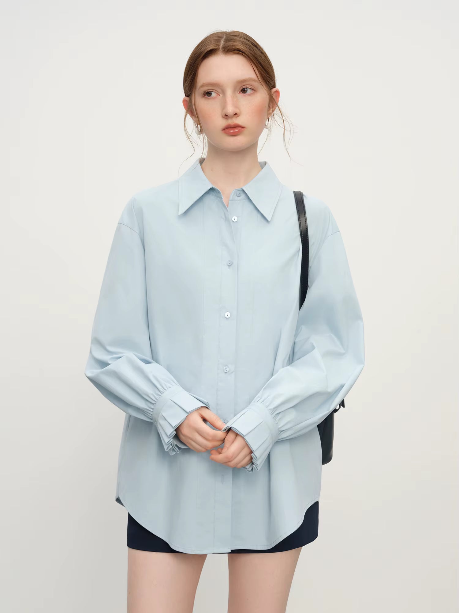 French-Elegant Stylish Pima Cotton Long Sleeve Shirt for Women Fall Winter 2025 New Arrival Versatile Inner Layer Top Shirt
