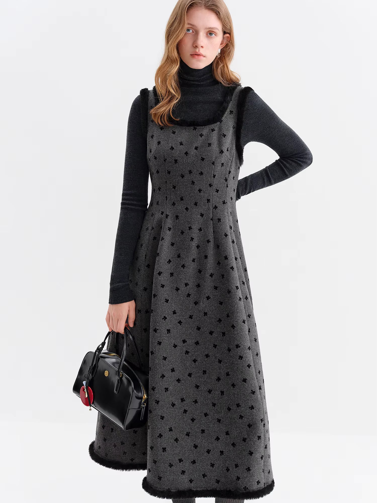 Sweet and elegant bow A-line sleeveless dress for women perfect for winter 2025 commuting leisure