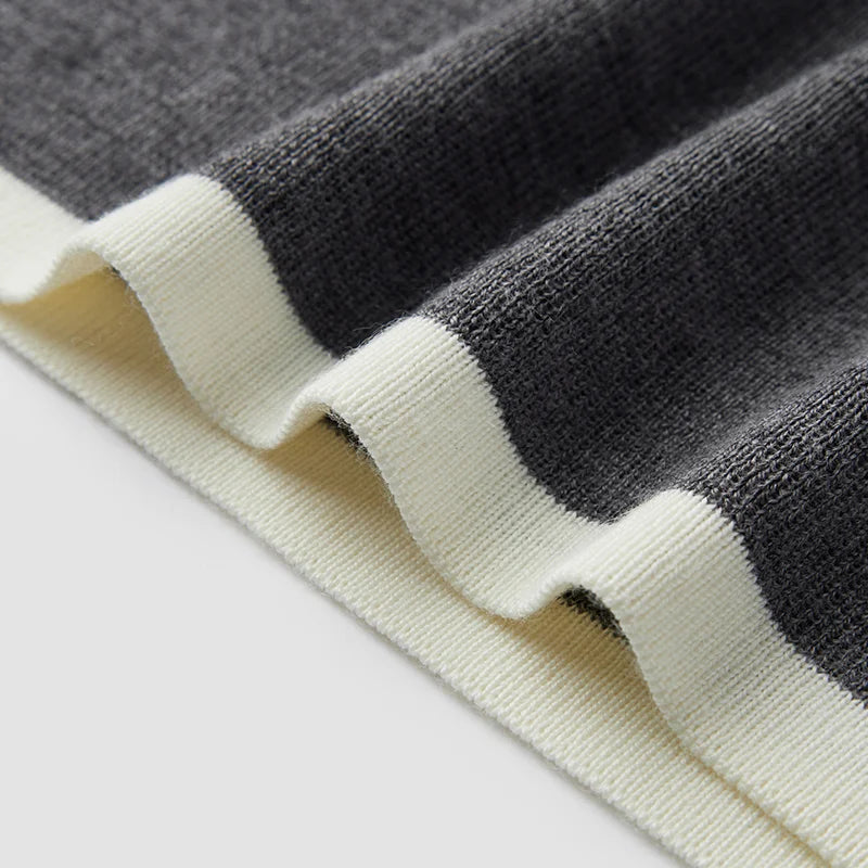Semir Knitted Sweater Women Wool-Containing Round Neck Slim Fit Temperament 2024 Winter NewColorblock Sweater