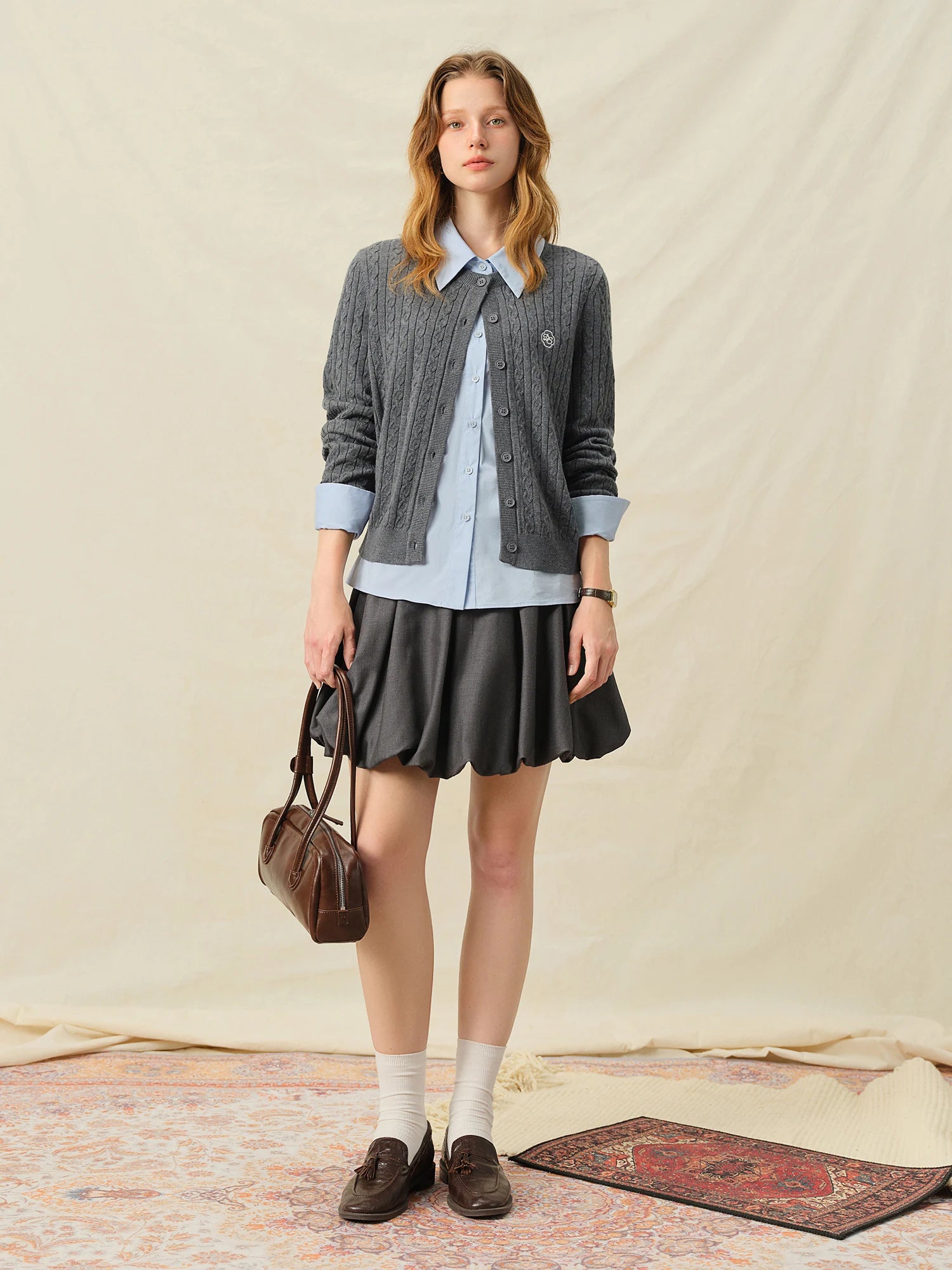 DUSHU 2025 Women's Cable Knit Cardigan - Cloud Knit Multi-Color Boho Chic Lightweight Office Casual Fall Layering Staple