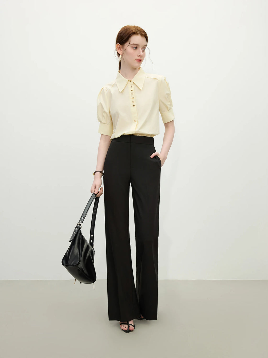 FSLE Elegant Temperament Style Commuting Lapel Short-sleeved Shirt For Women 2025 Summer New Design Formal