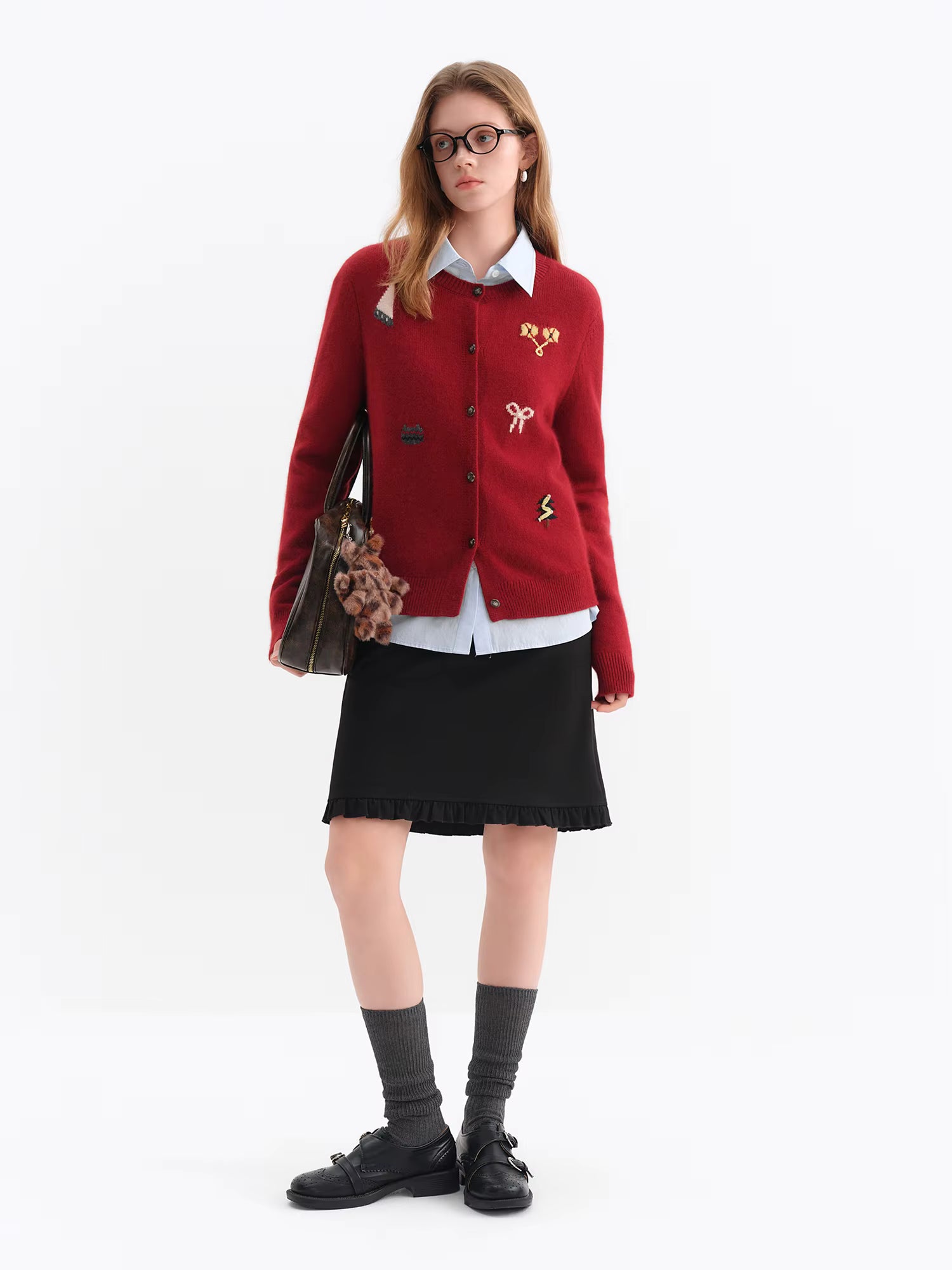 Elegant Design Ruffled Hem Flattering A-Line Half Skirt Winter Autumn 2025 New Arrival Skirt Black Knee High Office Skirts