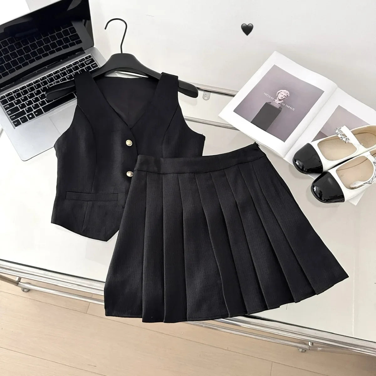 French Style Tweed Vest2-piece Set Women's High-waisted Cropped Skirt Fashionable Summer 2024 Dress Set