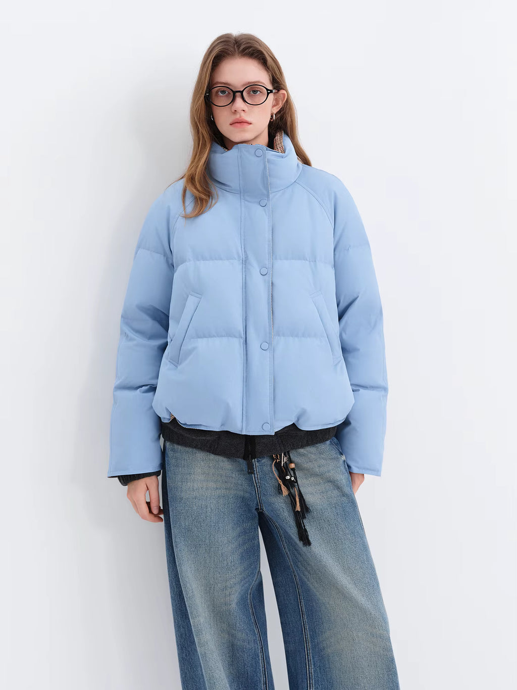 Double-sided Reversible Standing Collar Down Coat Women Crafted with Premium 90% White Duck Down Winter 2025 New Arrival