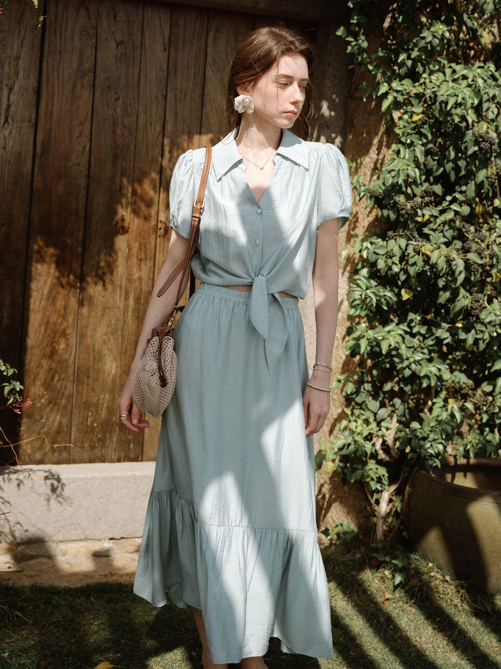 FSLE 2025 Summer French Style Dress Women's High Waist Vacation Dress Lapel Casual Elegant Midi Dress Trendy