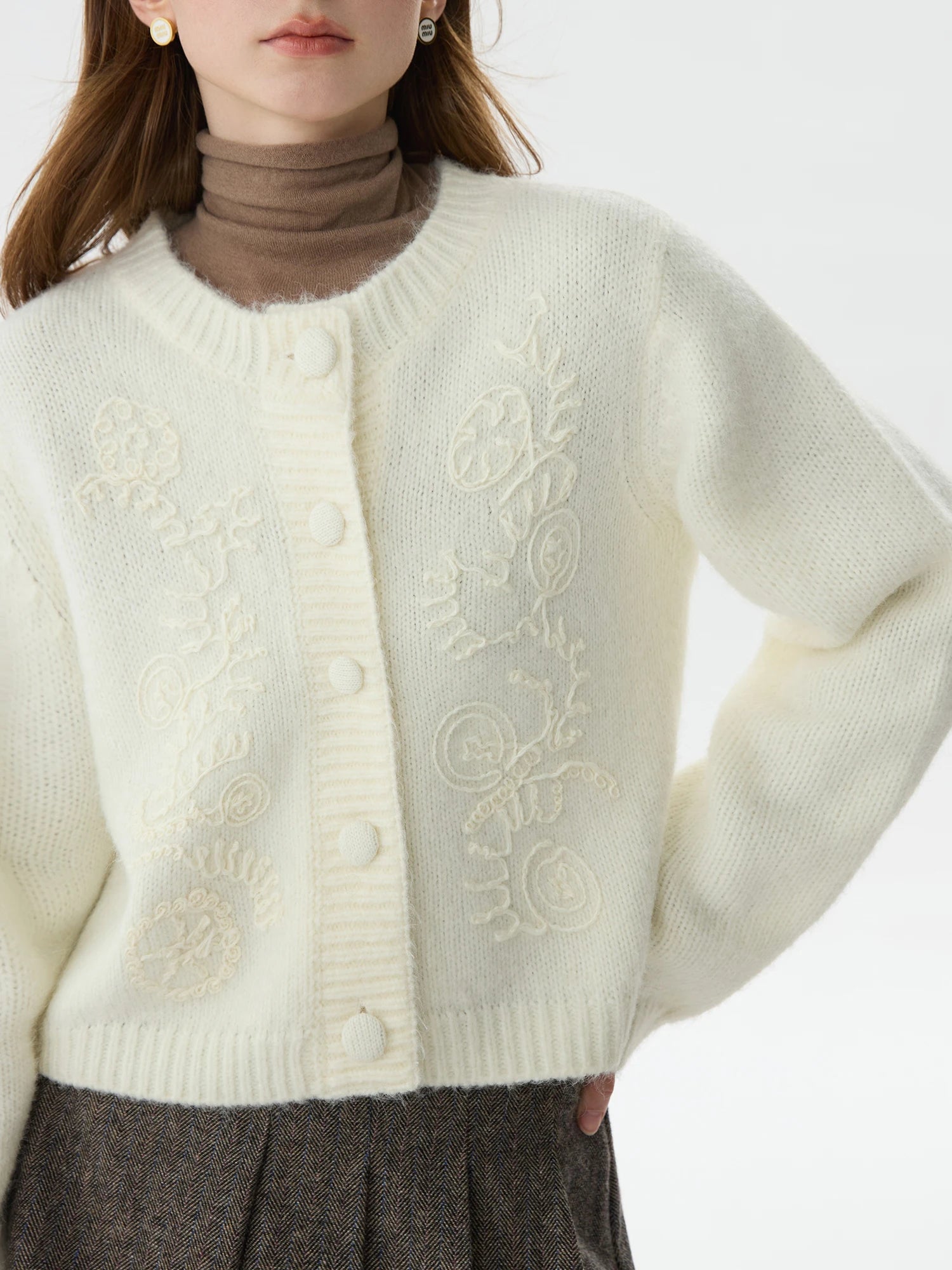 FSLE Office Lady Heavy Industry Korean Knitted Sweater Jacket for Women Autumn/Winter 2024 New Women Sweater 24FS14580