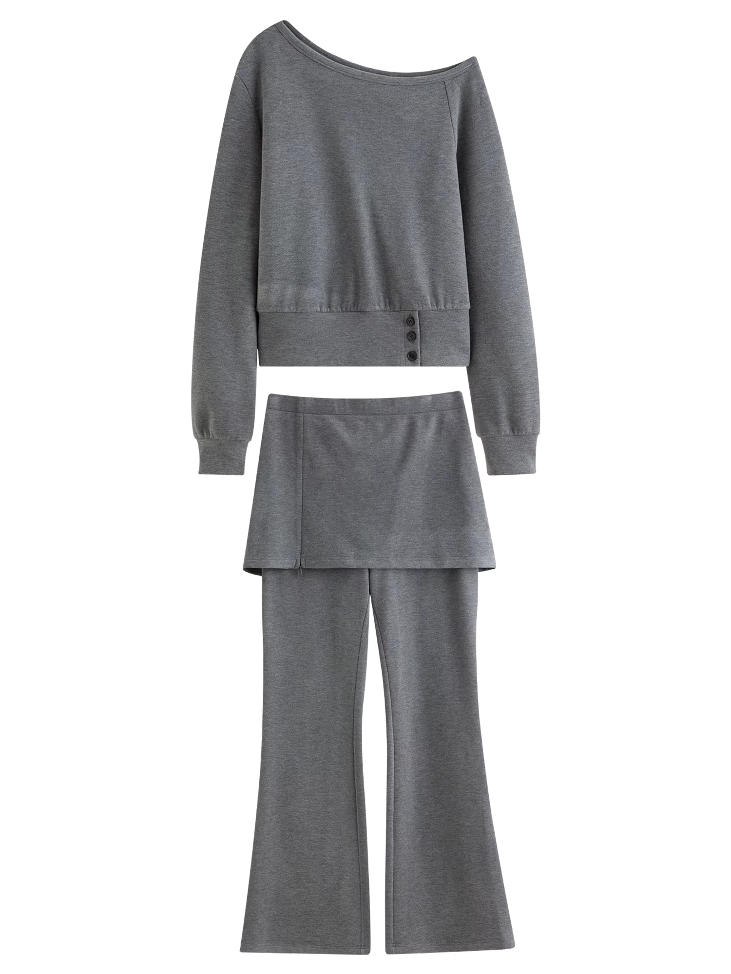 Plus Size Women's Off-Shoulder Hoodie Two-Piece Fashion Set with Unique Design Fall Winter 2025 Style Fantasy Collection