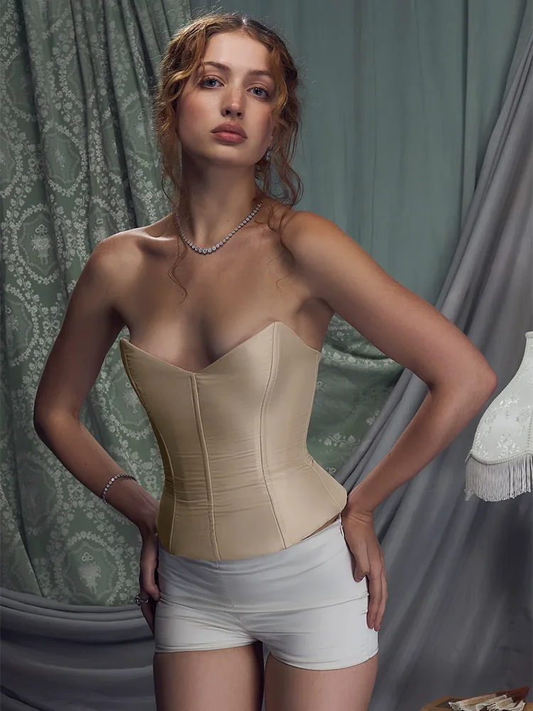 VC Sets For Women 2 Pieces Elegant And Pretty Lace-Up Corset And Slash Neck Long Cake Dress Set Chiffon Female Clothing