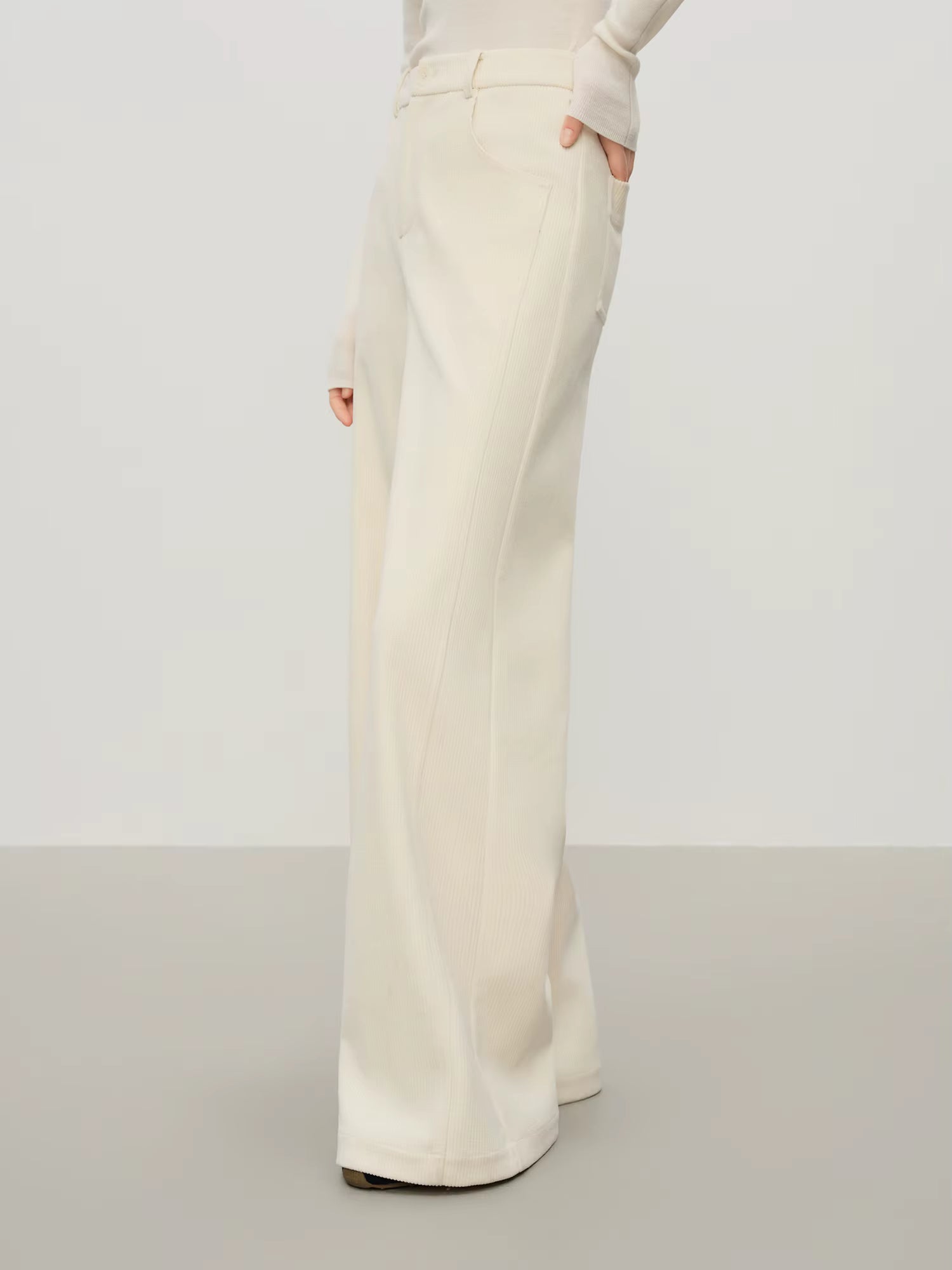 Vintage Relaxed Drape Straight Casual Tros Herringbone Fabric for Women Winter 2025 New Arrival Slimming Effect Pants