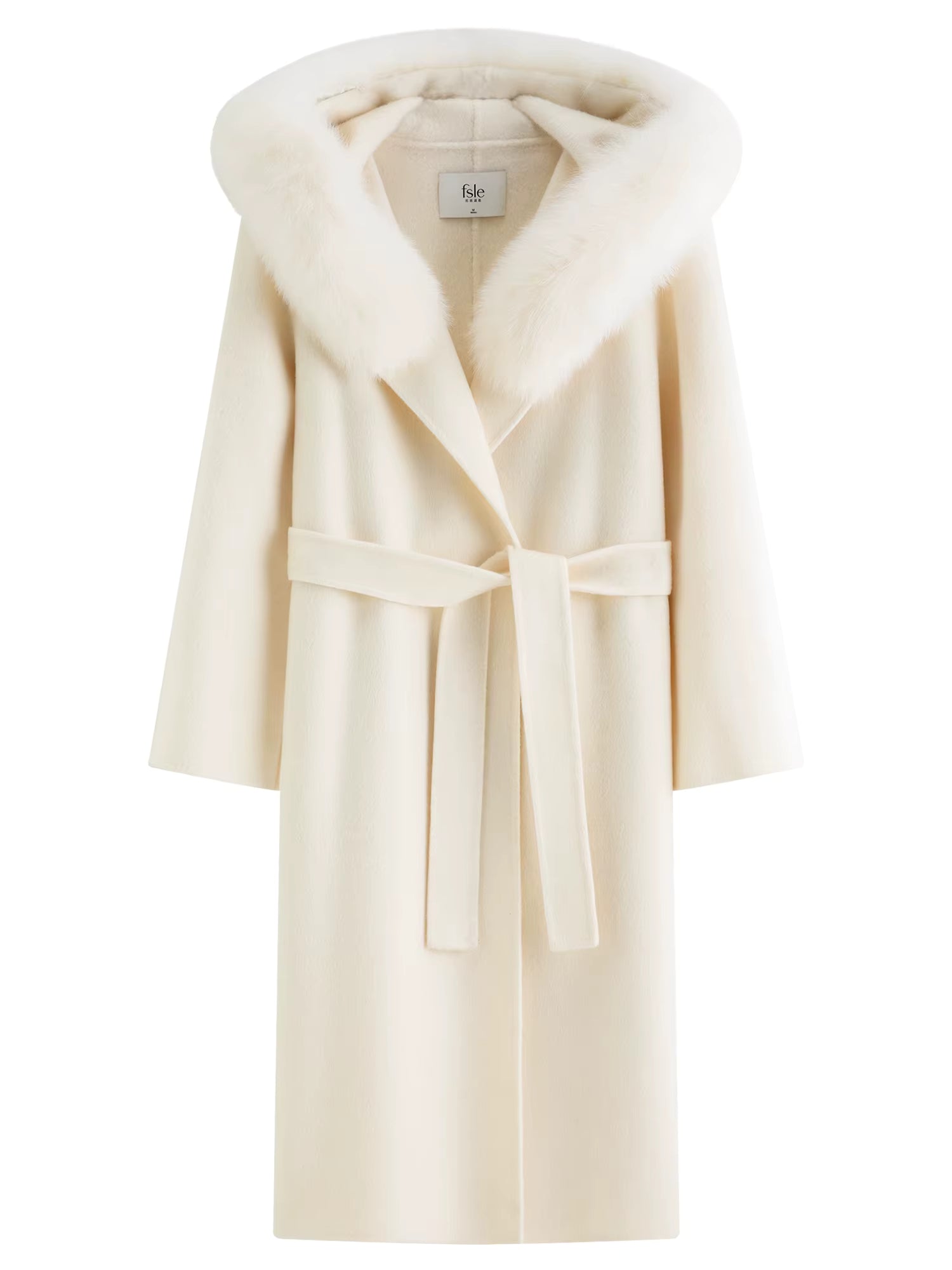 2025 Winter Women's Fox Fur Hooded Double Faced Wool Coat Long Plush Outerwear Vintage Elegant Warm Wool Coat Soft Coat