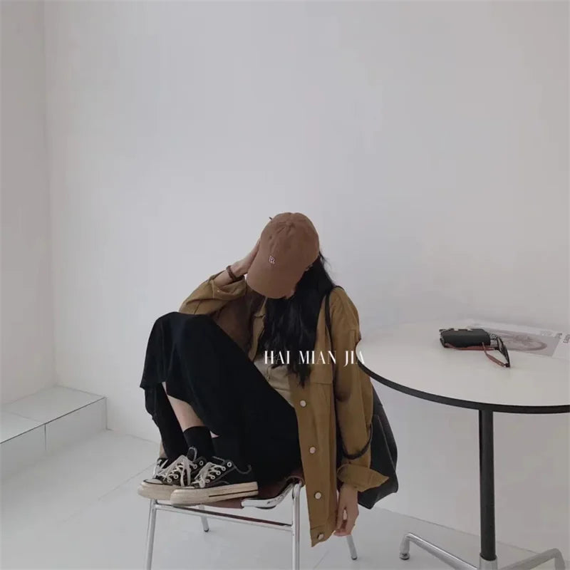 Wine red Denim Jacket Female 2022 Autumn Winter Small Korean Version Fashion Loose Simple Casual Jacket Trendy Ins Top Commute W
