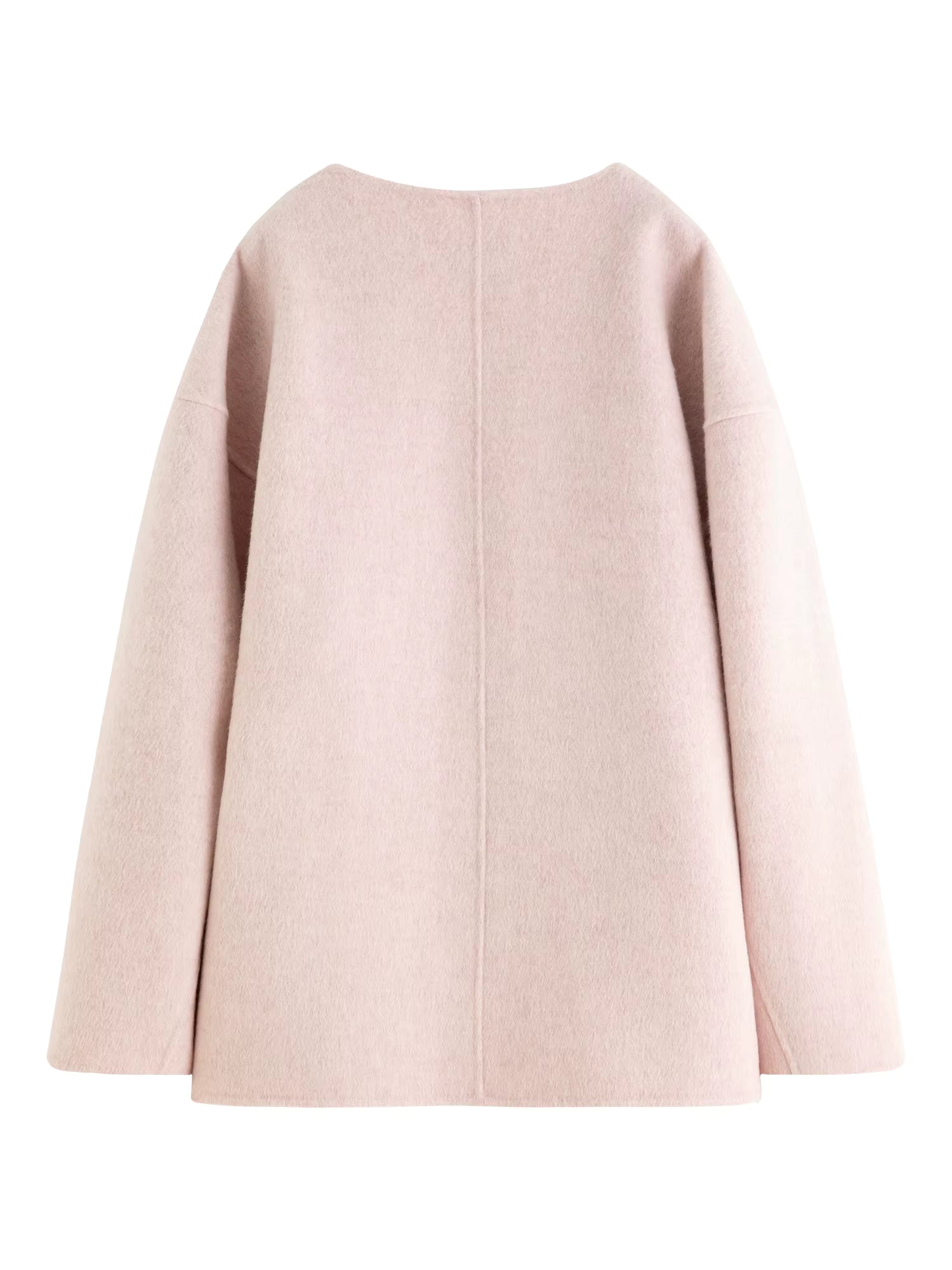 Elegant Temperament Round Neck Short Woolen Coat 2025 Winter New Solid Loose Commuter Jacket