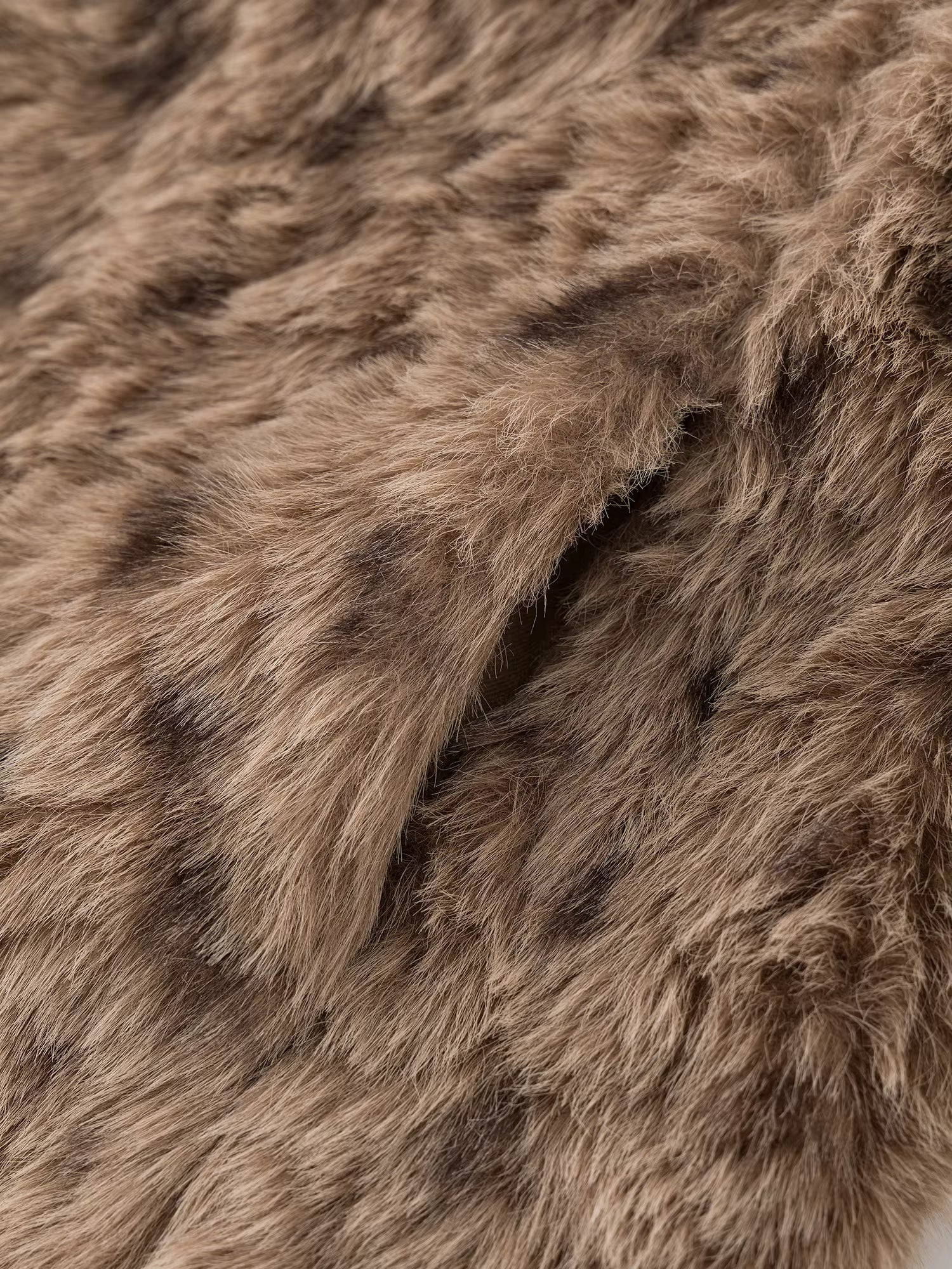 Chestnut Brown Leopard Print Women Faux Fur Stylish A-Line Trench Coat Fall Winter 2025 New Arrival Cozy Winter Essentials