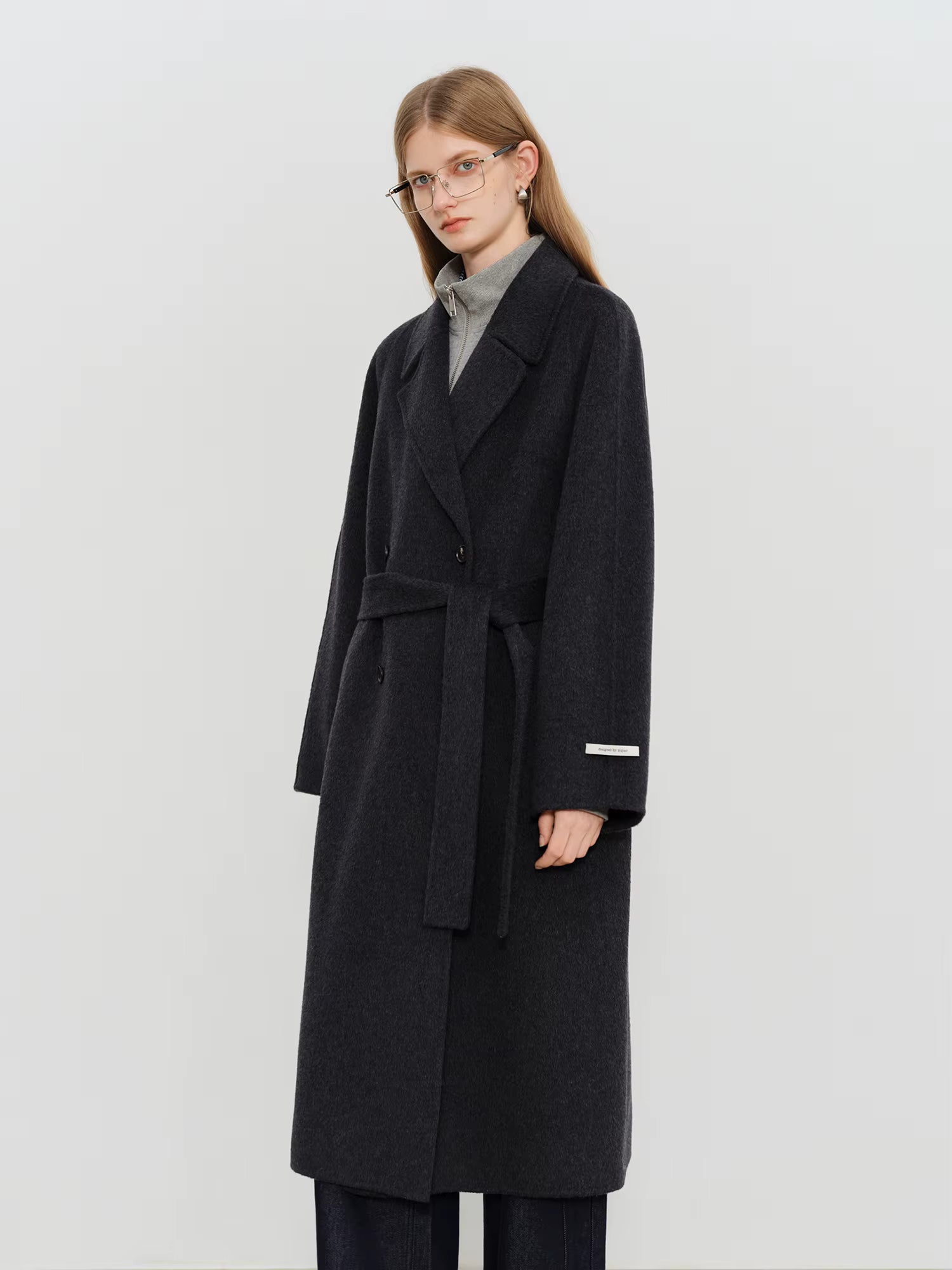 Crafty Studio Petite Women's White Camel Wool Coat with Double Faced Design 2025 Winter New Collection Wool