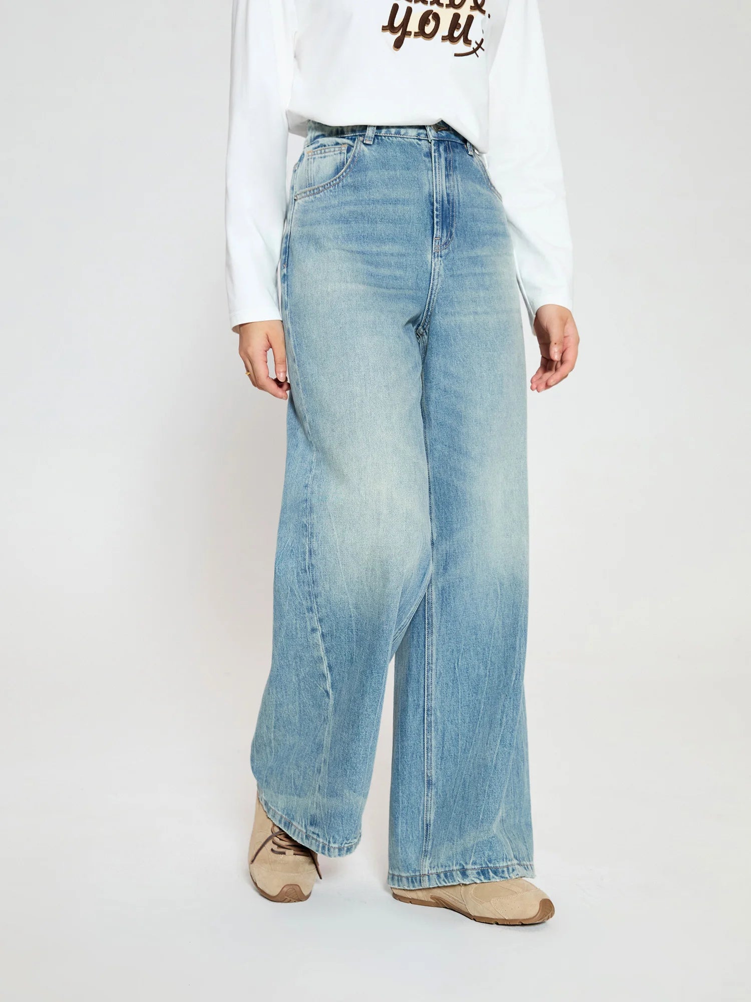DUSHU Women's Loose Straight Jeans Autumn New Fashionable Two-color High Waist Denim Wide Leg Versatile Casual Pants 24DS83018