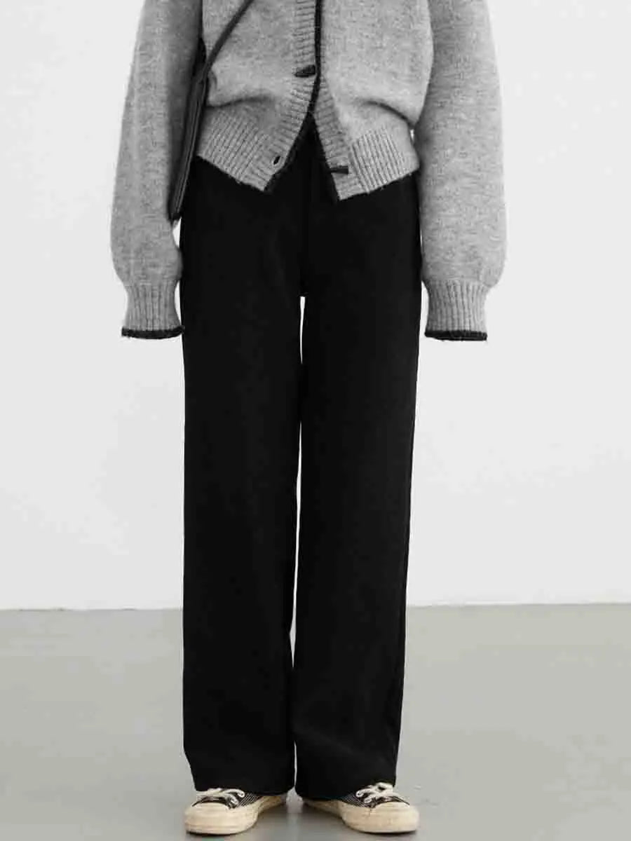 CHIC VEN Women's Pants Casual High Waist Wide Leg Straight Trousers Vintage Corduroy Warm Female Streetwear Autumn Winter 2023