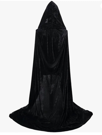 Halloween Pleuche Velvet Cloak Cape Hooded Medieval Costume Witch Wicca Vampire Halloween Cosplay Costume Cape