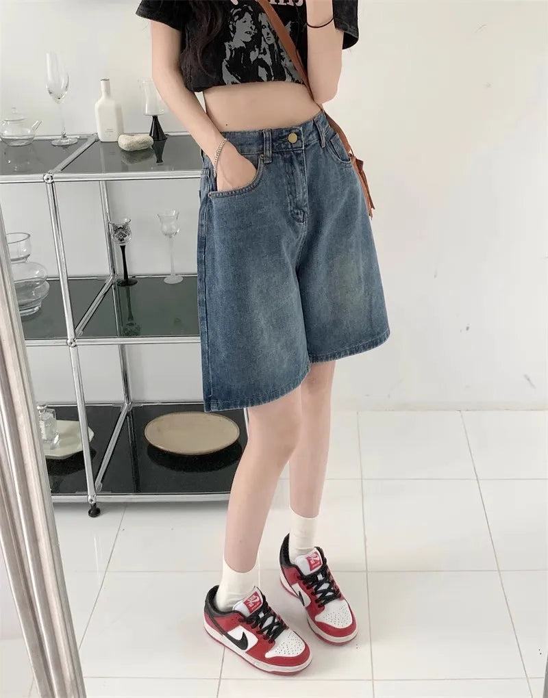 Summer Denim Shorts For Women Jean Short Femme High Waist Korean Style Womans Clothing