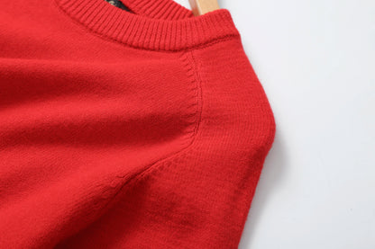 Ethereal MD 2023 autumn new style of Casual minimalist red bright wool blend crew-neck sweater