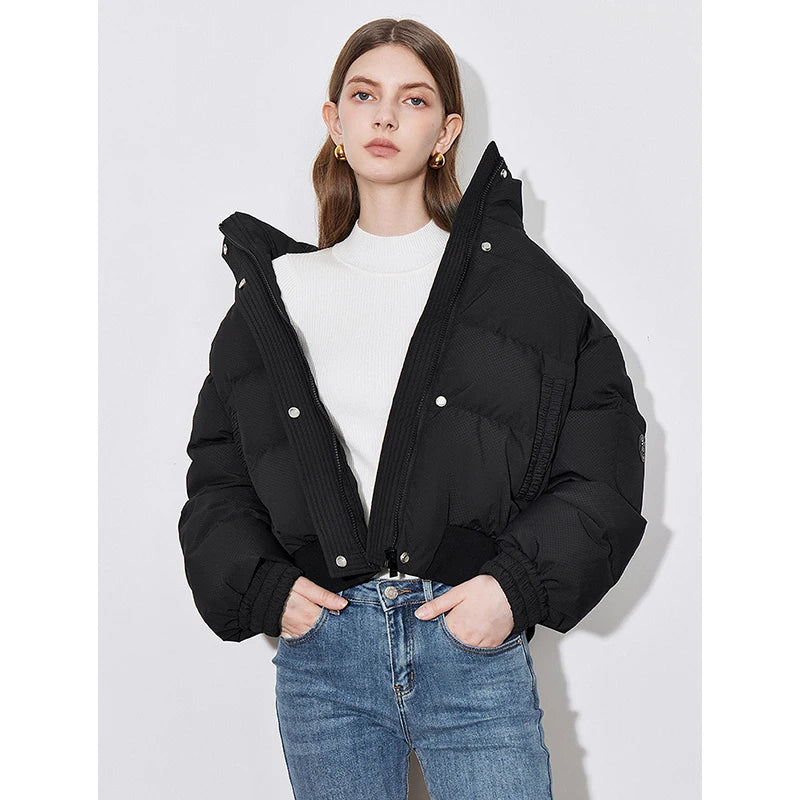 TOYOUTH Women Down Jacket 2024 Autumn Winter New 90% White Duck Down Trendy Stand Collar Thicking Warm Lightweight Outwear Coat