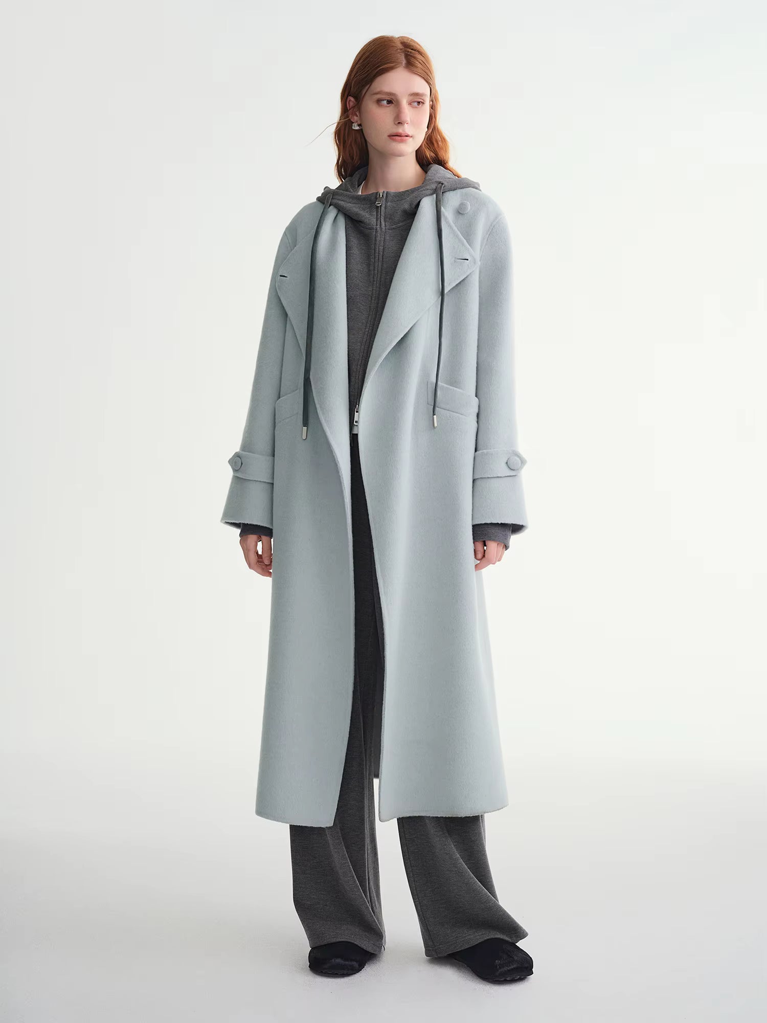 Winter 2025 Women's One Button Wool Blend Coat - Minimalist Korean Inspired Double Faced Texture for Casual Elegance