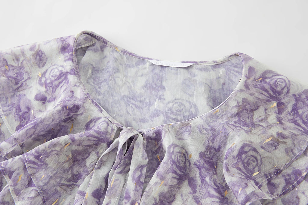 FSLE French Rose Ruffle Collar Shirt Women 2025 Summer New Commuter Long-sleeved Top