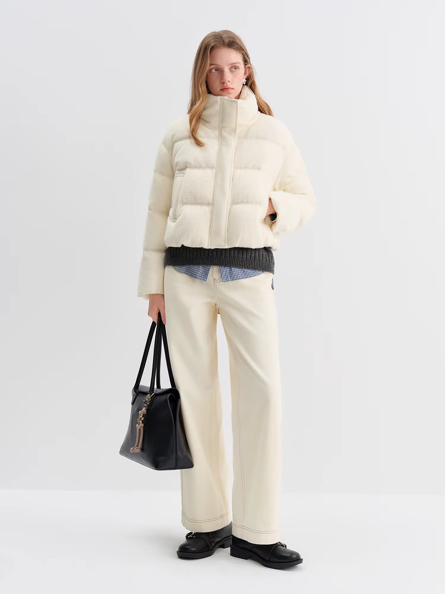 Short Knit Fabric Down Jacket Women Stylish Design Winter Outerwear 2025 Autumn Winter New Arrival Collection Down Coats