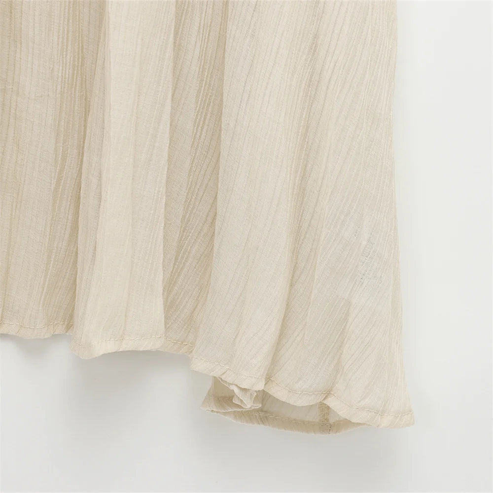 Women's Elegant Button-Down Vest & Pleated Maxi Skirt Set