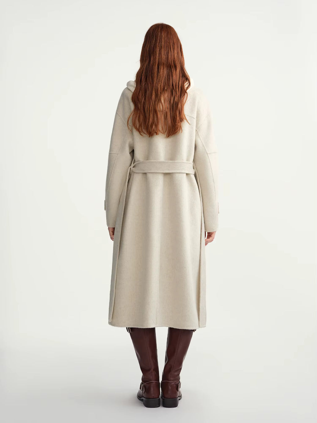 2025 Winter Women's Trench Style Double-Faced Wool Coat with Notch Lapel - Reversible Warm Overcoat for Casual Office Wear